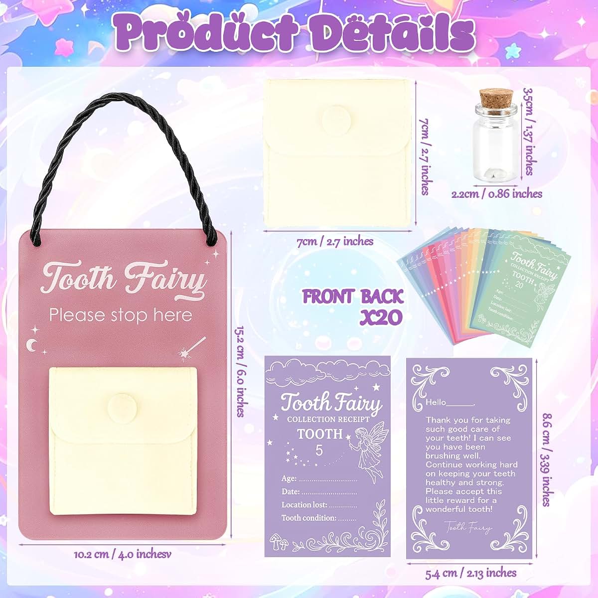 WALLFID Tooth Fairy Tooth Holder Acrylic Storage Bottle