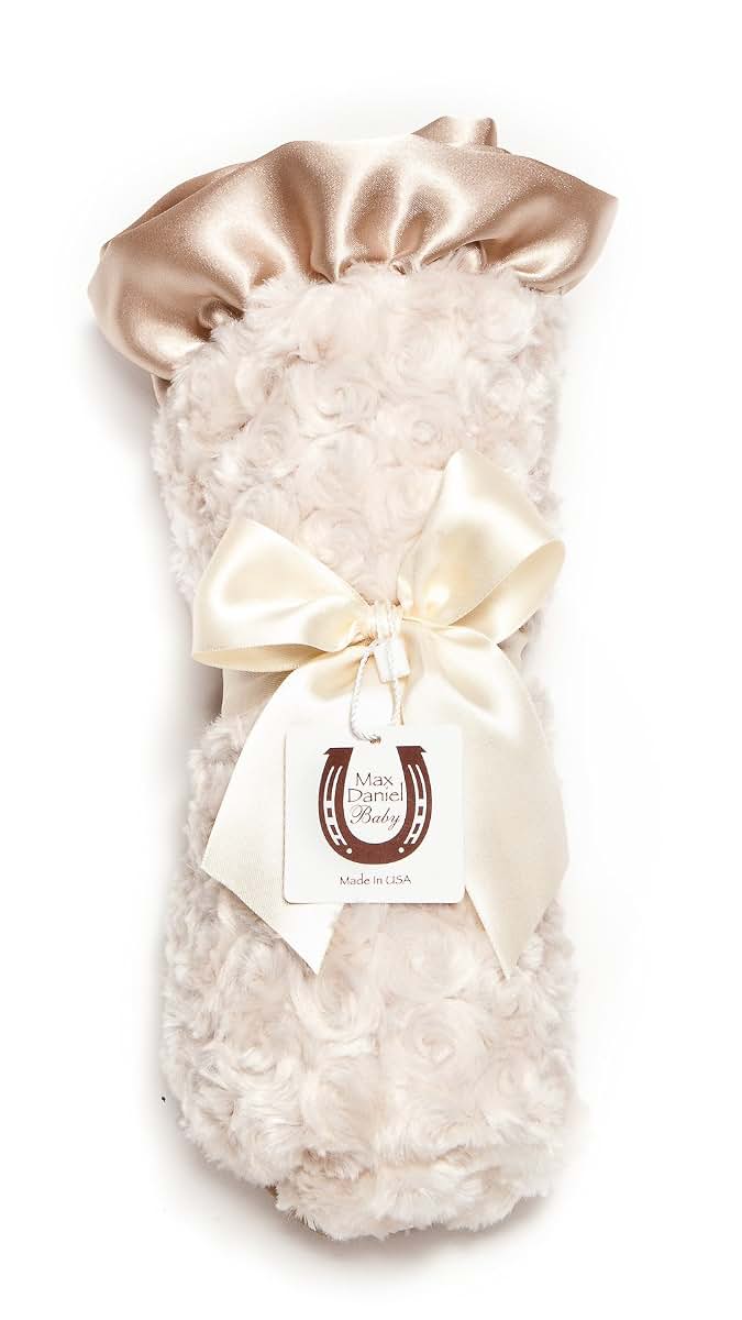 Max Daniel Designs Max Daniel Baby Satin Throw Blanket, Champagne Rosebuds