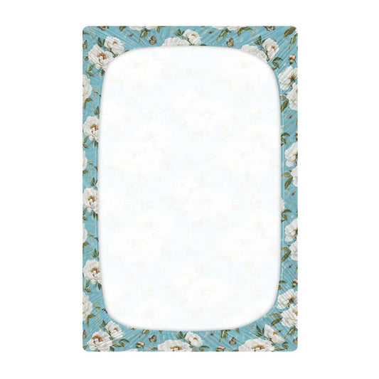 BabyOneStop Vintage Peony Turquoise Fitted Crib Sheet