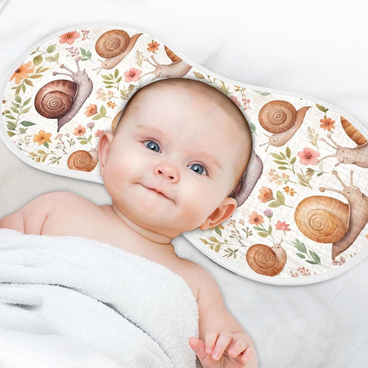 Hezely Lovely Snail Pattern Muslin Burp Cloths for Newborn Baby