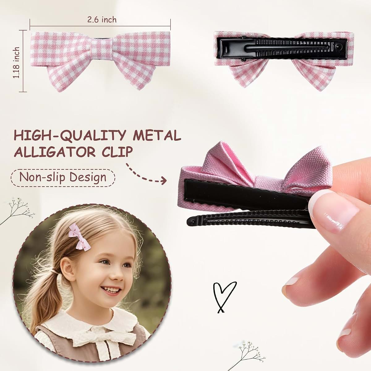 LMYMHMLM 20pcs Small Red & Pink Hair Bows for Girls with Alligator Clips