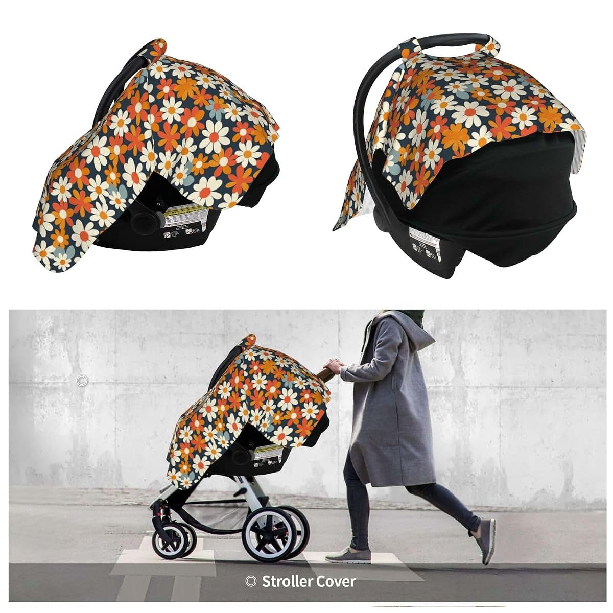 Muishi Retro Daisy Floral Baby Car Seat Canopy Nursing Cover