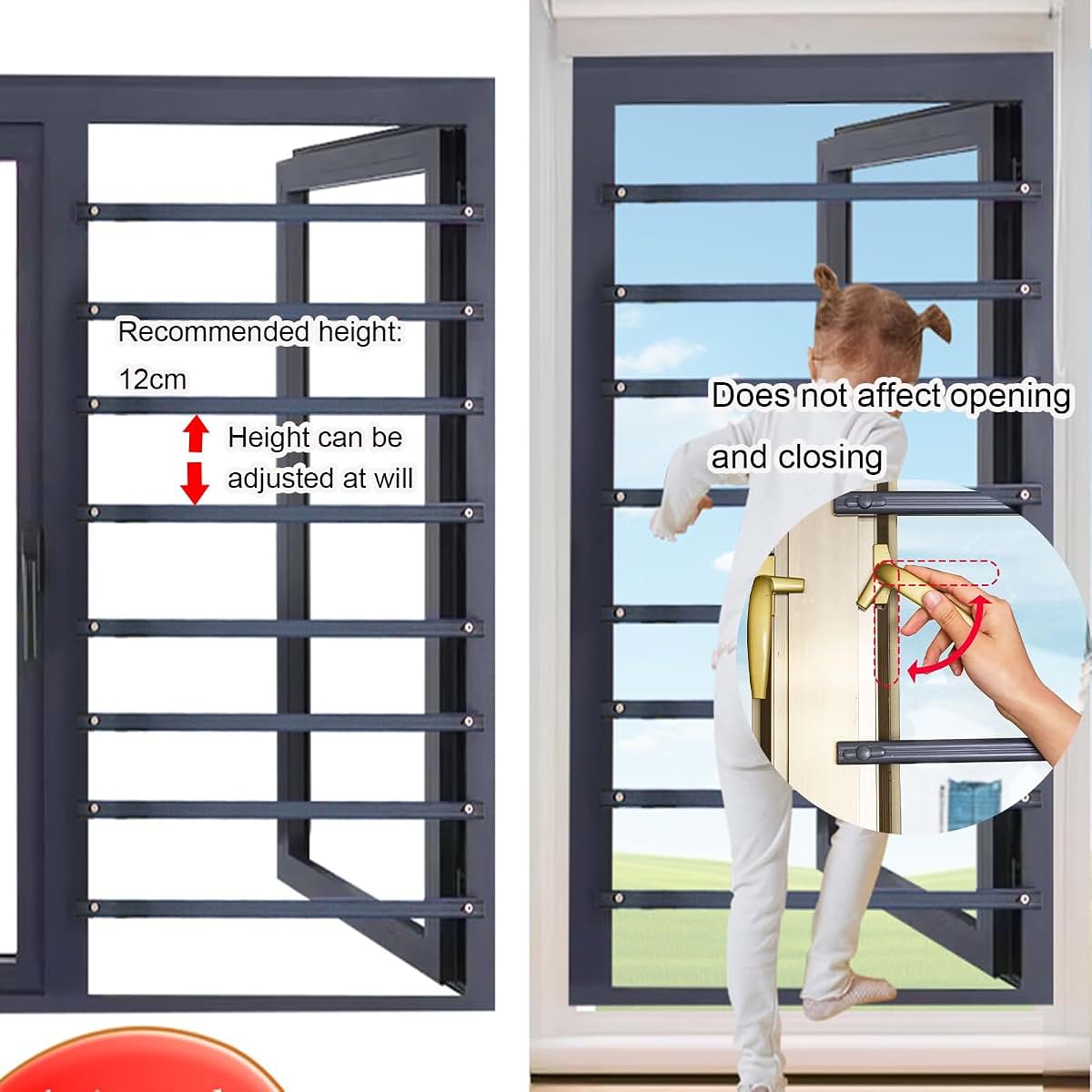 LVLDAWA Window Safety Guards Bar, Aluminum AntiFall Window Blocker Security Bar, Temporary Window Safety Guards for (photo 4)