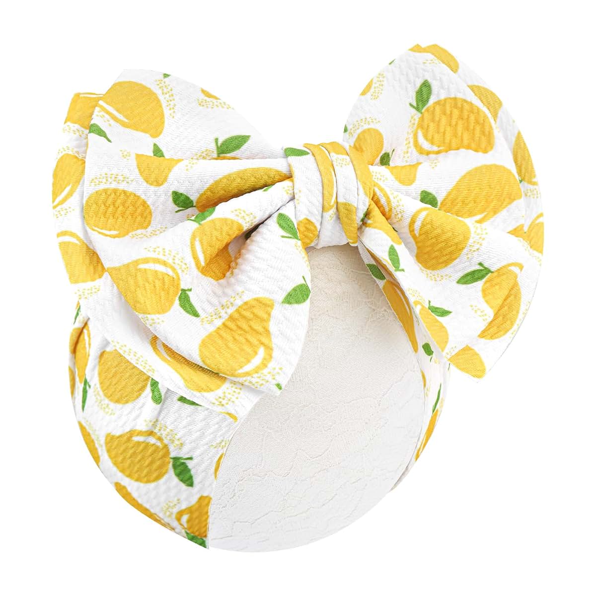 OnenineDream 7'' White Mango Bow Headbands for Baby Girls