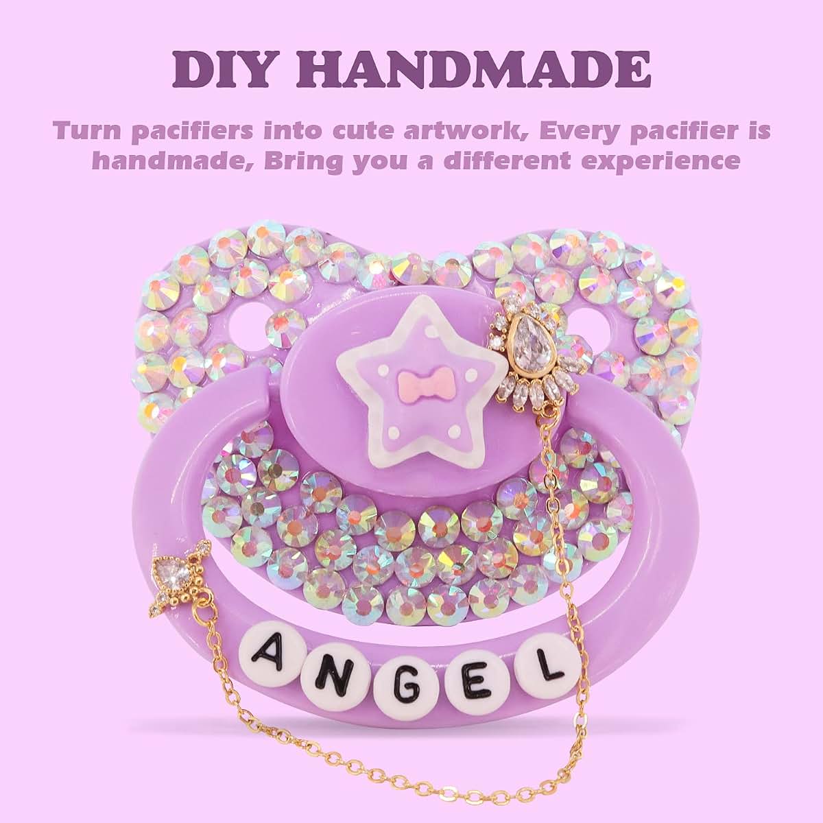 SUNOWE Adult Sized Pacifier Candy Cute Baby Pacifiers (Purple Stars)