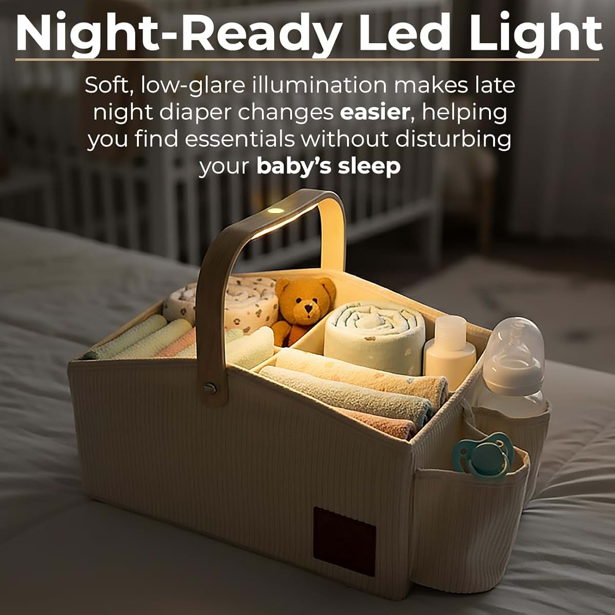Cloud Nest Baby Diaper Caddy Organizer With LED Night Light (photo 4)