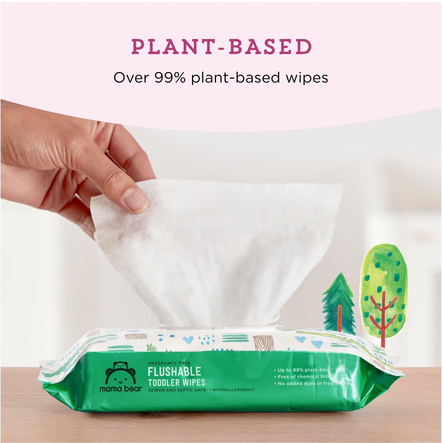 Mama Bear Flushable Wipes Unscented