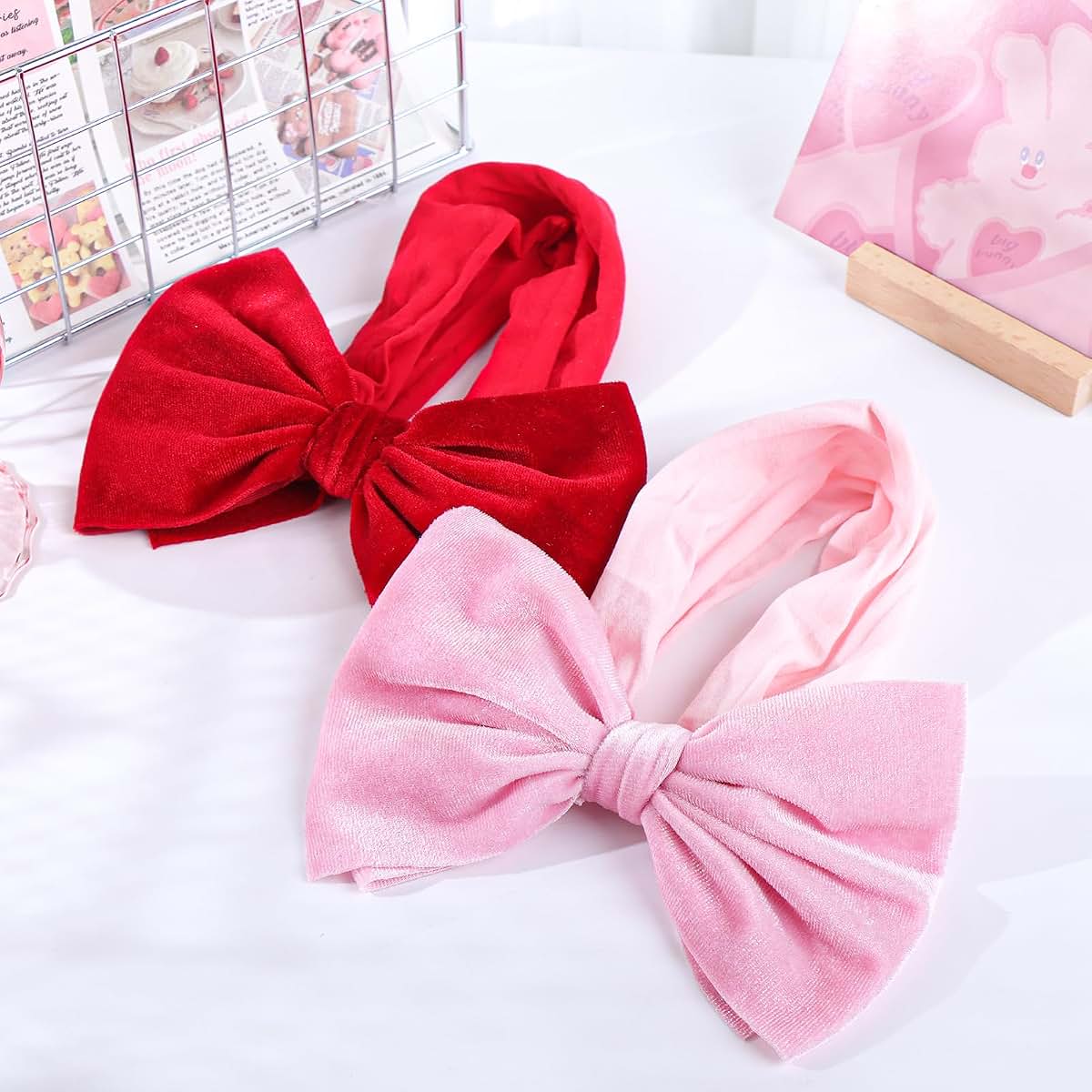 YanJie Baby Headbands, 6 Inch Velvet Bow Hair Accessories, 5 Count