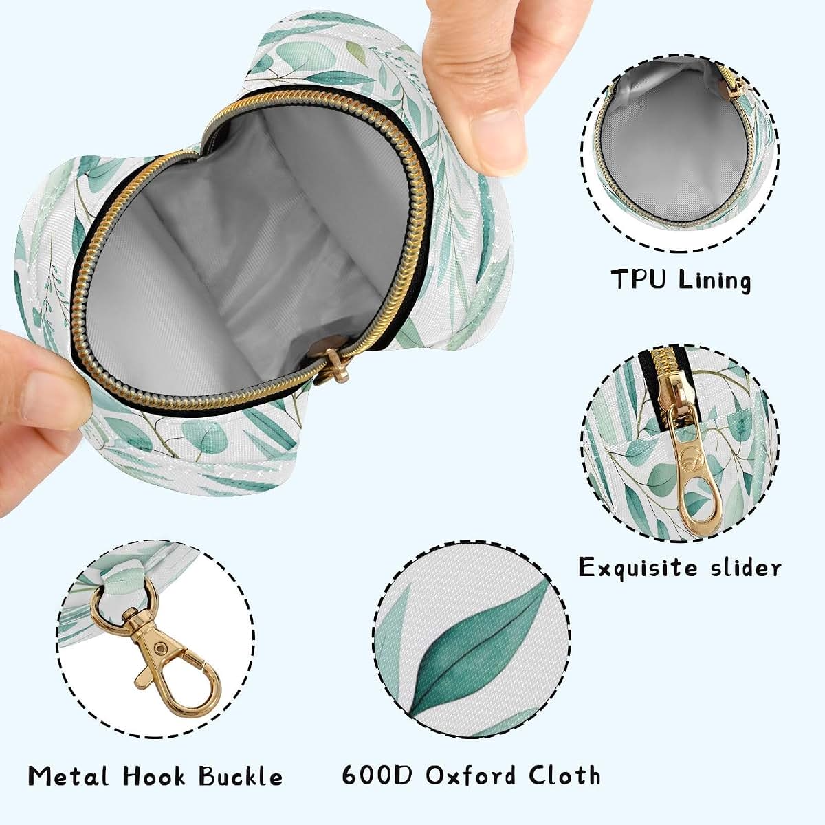 Watercolor Botanical Leaf Pacifier Holder Case with Clip | Portable Diaper Bag Pouch