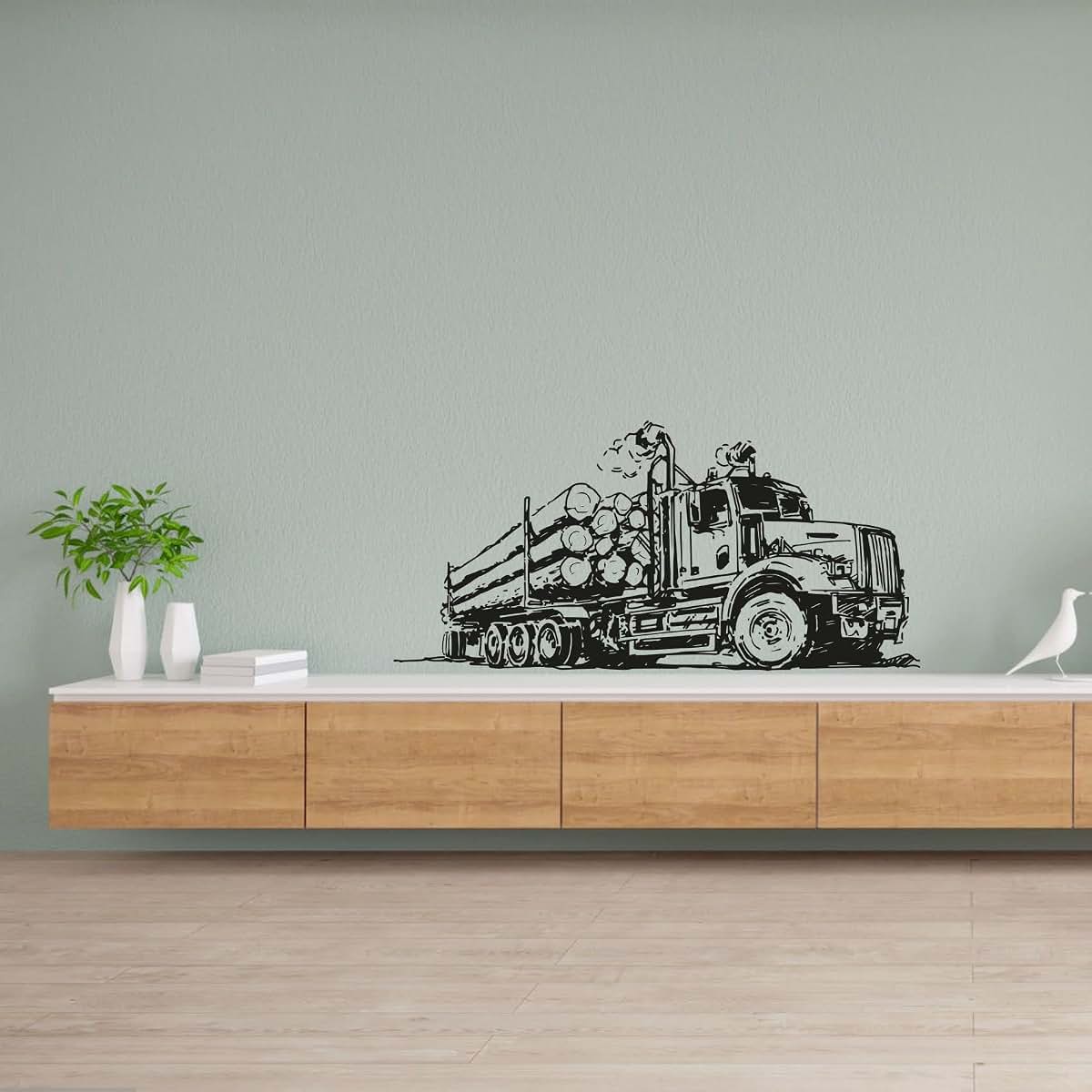 All Things Valuable Logging Truck Monster Truck Wall Sticker Art Decal (14x20 Inch)