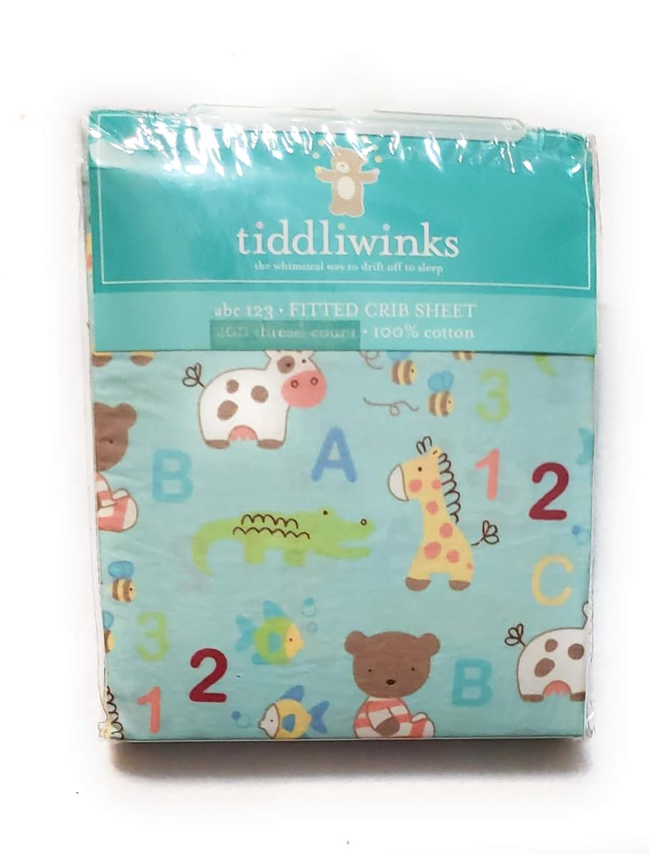 Tiddliwinks ABC 123 Toss Print Fitted Crib Sheet