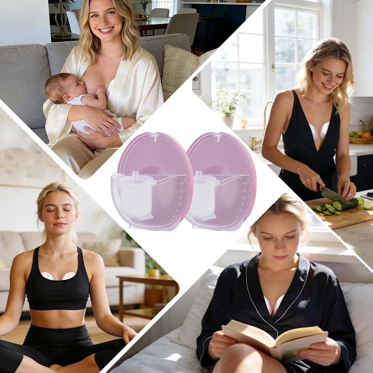 Two Complete Sets Compatible with Momcozy M6 Breast Pump Replacement Parts 24mm Milk Collection Cups with 17 19 21mm Inserts