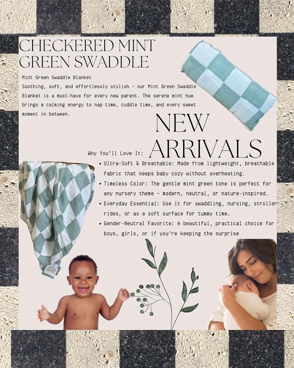 Muslin Swaddle Blankets for Newborns | Large Receiving Wrap (47 x 47 inches)