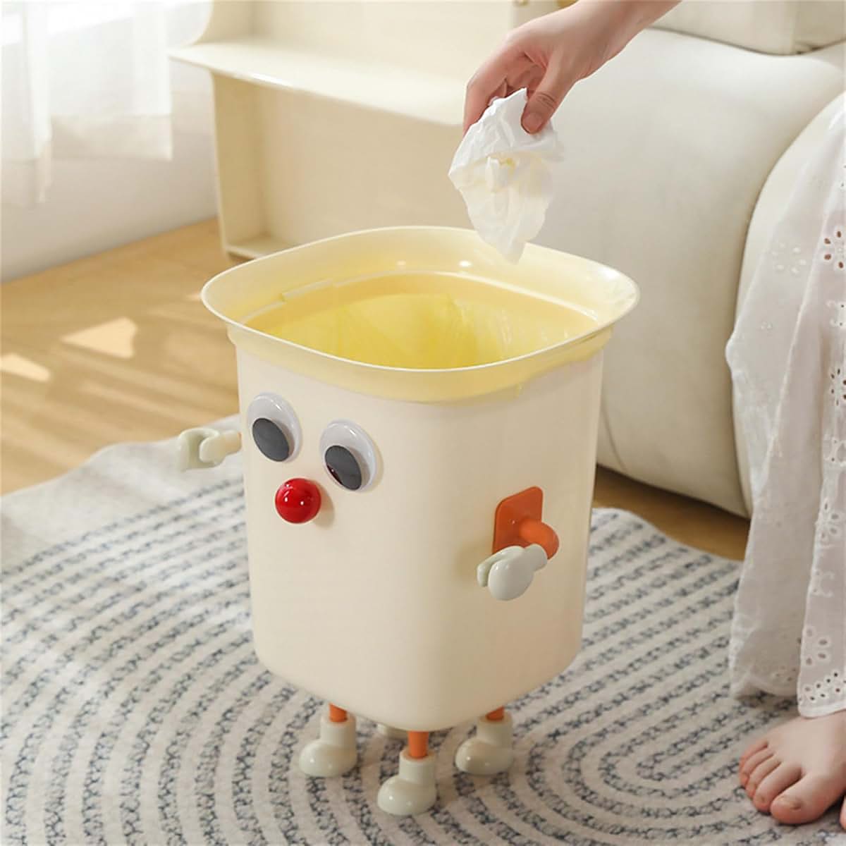 IWOMA Large Eye Lidless Trash Bin For Kids Room Decor