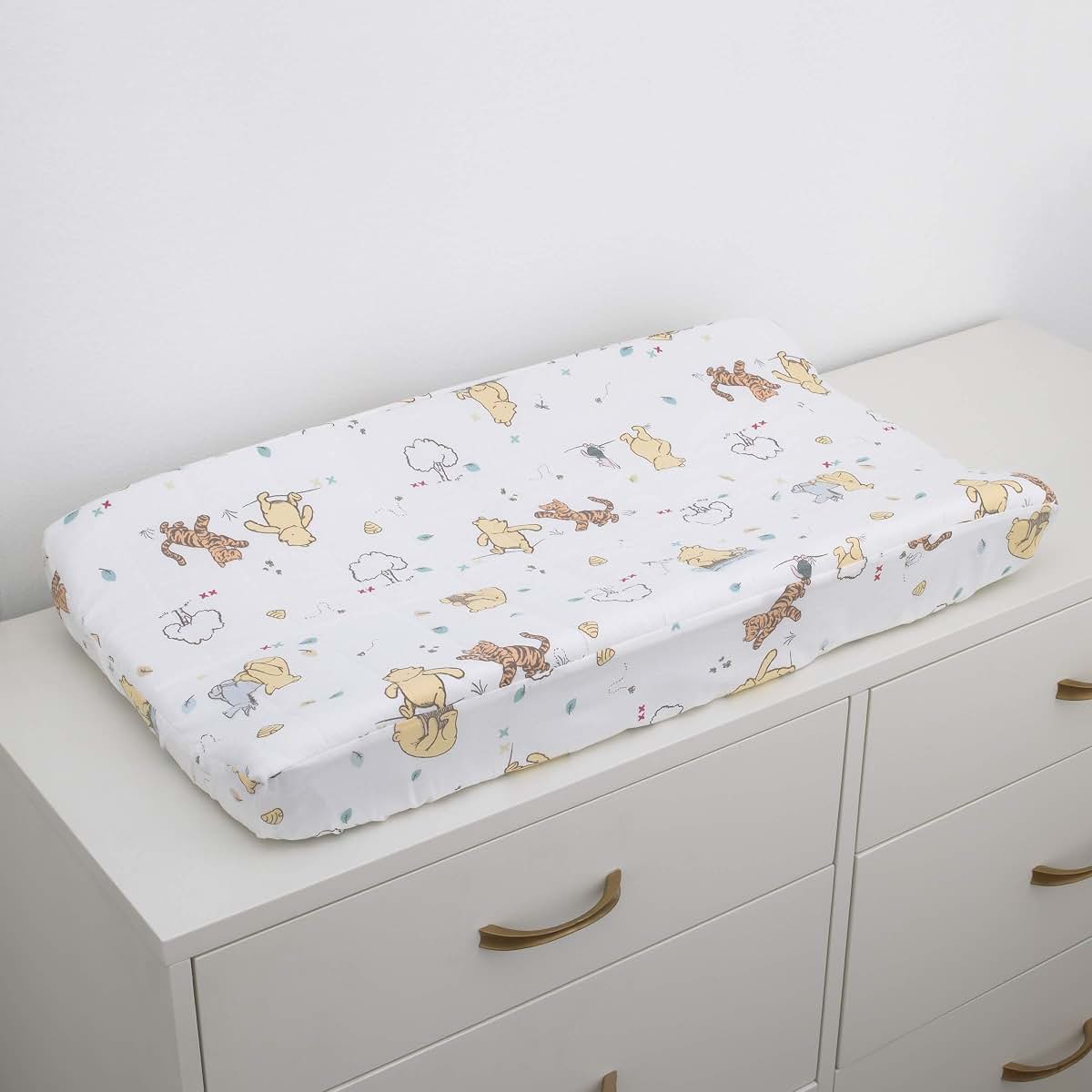 Disney Classic Pooh Quilted Changing Pad Cover - Ivory/Butter/Aqua/Orange