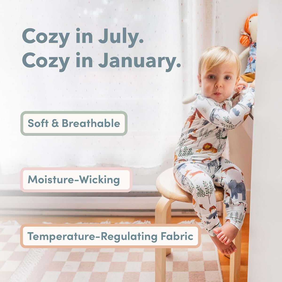 Loulou Lollipop Tencel Lyocell Baby Sleeper With 2-Way Zipper And Fold-Over Cuffs