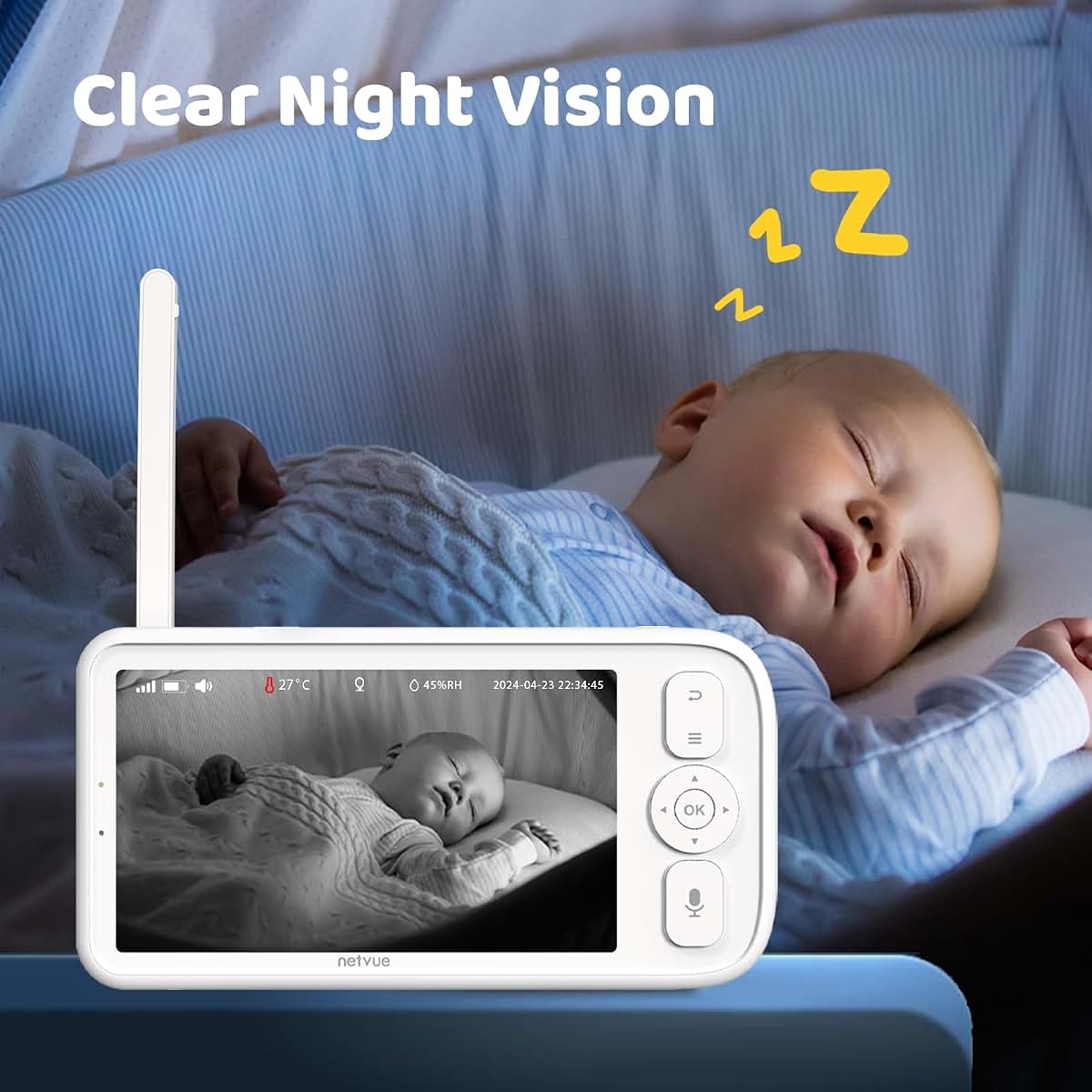 Netvue Peekababy Smart WiFi Baby Monitor with 1080P Camera and 5" HD Display