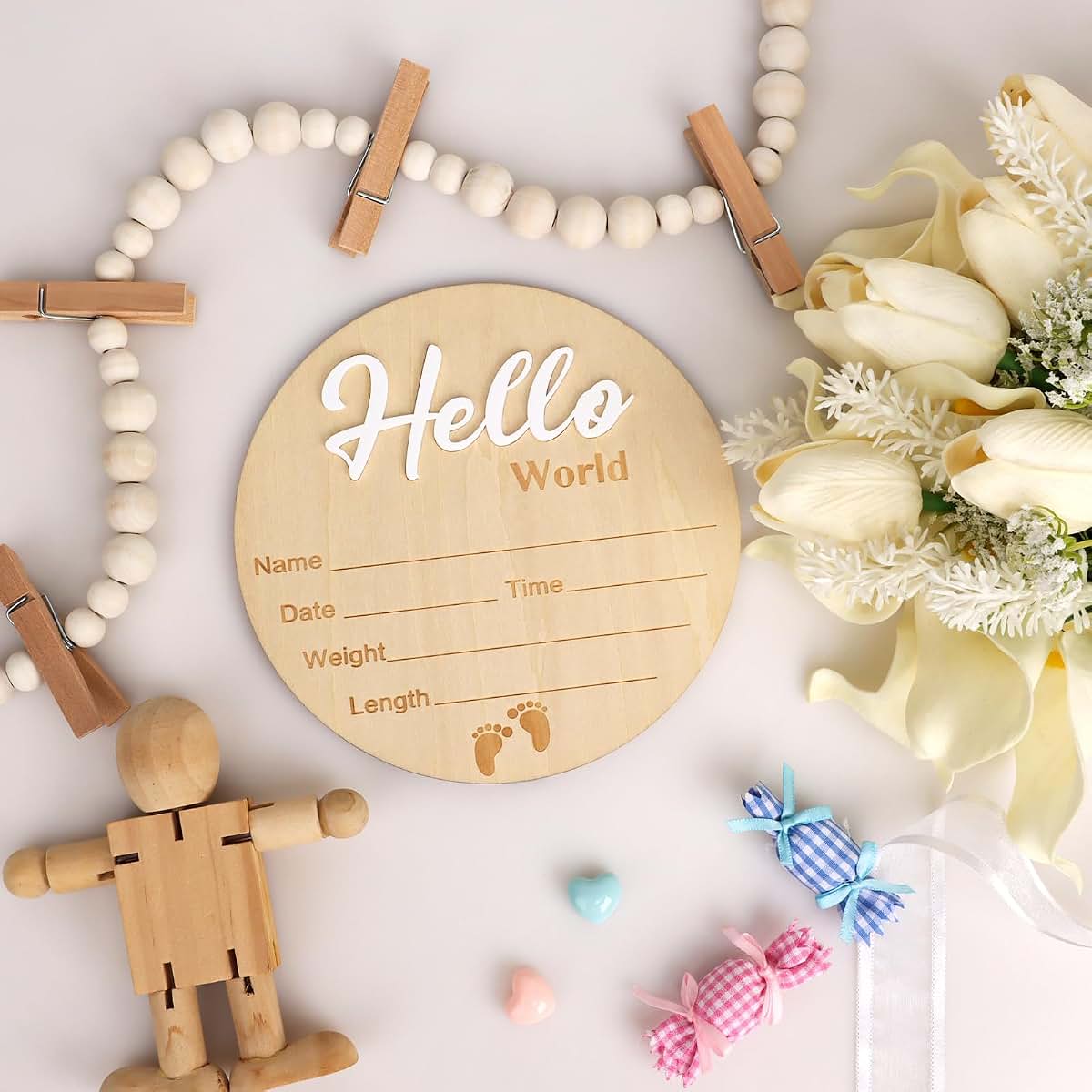 Newborn Birth Announcement Wooden Keepsake Sign