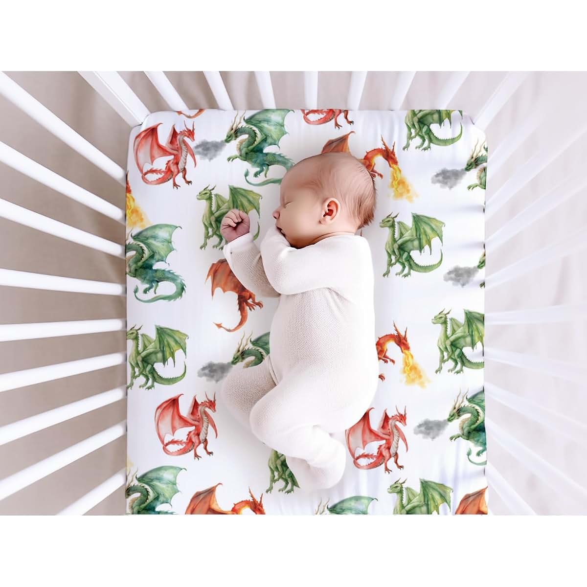 SqtmuHLuo Cute Dragon Fairytale Fitted Crib Sheet (photo 4)