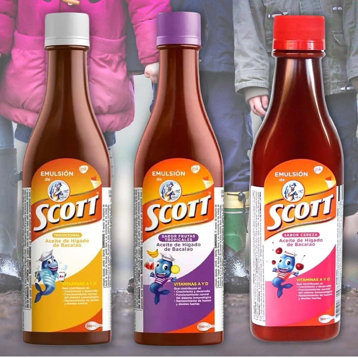 Yahve - Emulsion de Scott Aceite de hígado de bacalao sabor Frutas Tropicales Pack de 2 de 6.1 fl oz - 180 ml