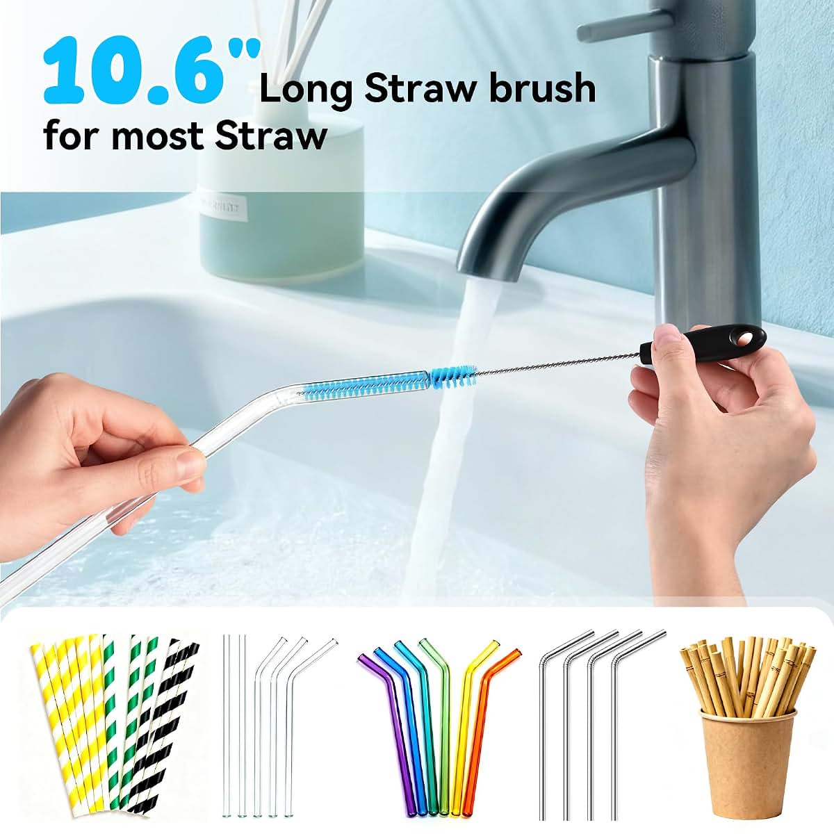 Sluxke 4 Piece Bottle Brush Set for Cups and Water Bottles