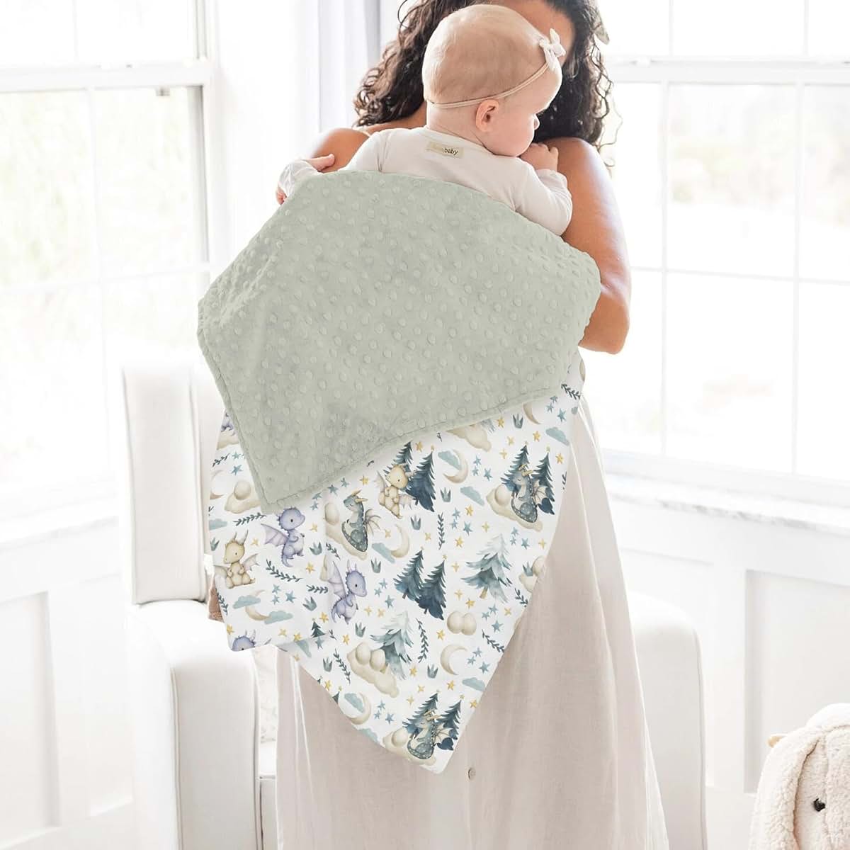 Dragon Pattern Baby Blanket | Plush Polyester Double-Layer Swaddle for Nursery & Travel