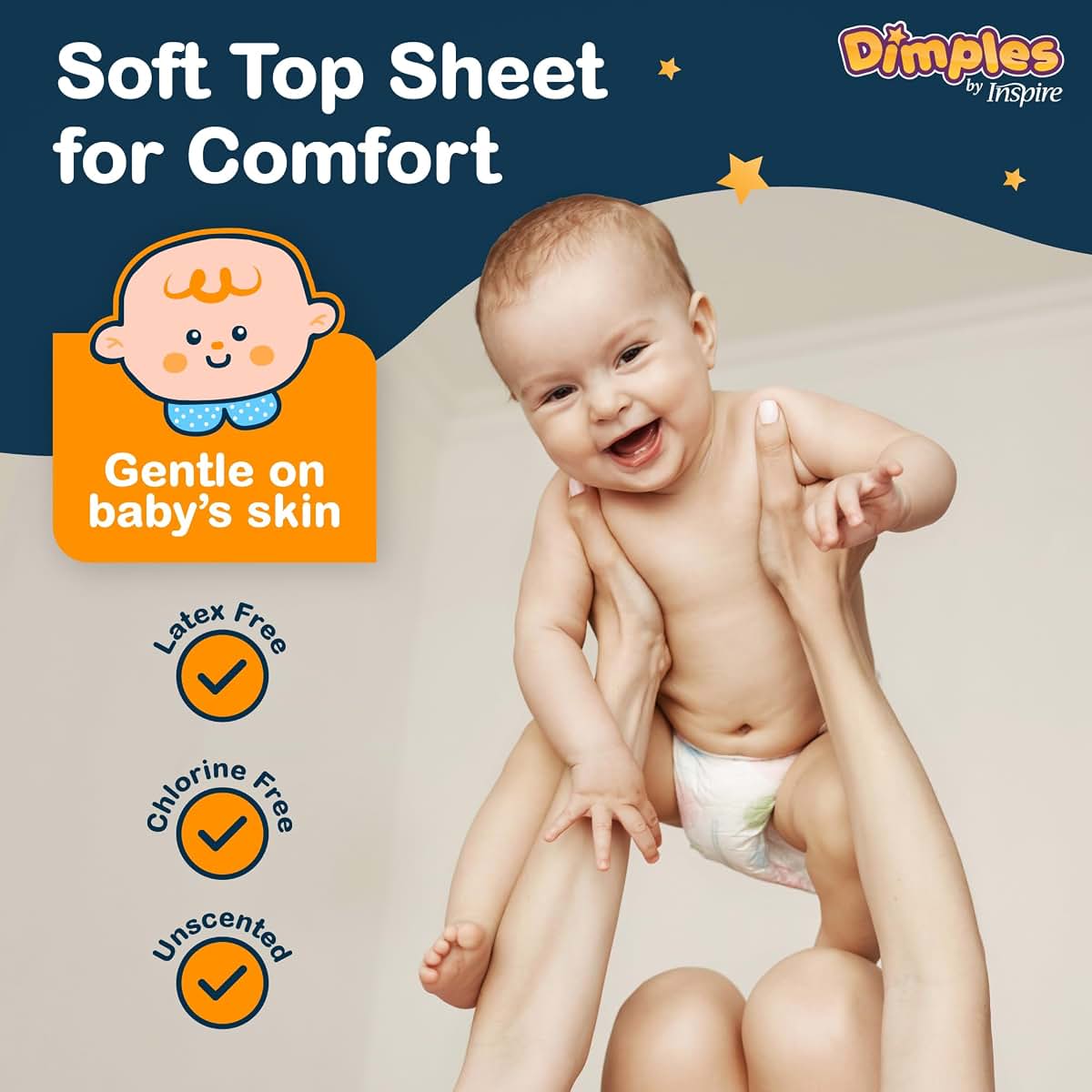 Inspire Dimples Booster Pads, Baby Diaper Doubler with Adhesive - Boosts Diaper Absorbency - No More leaks 30 Count