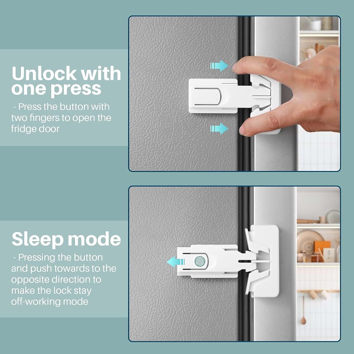 GUJI 2-Pack Updated Refrigerator Lock - No Tools Required, Easy Installation, Fridge Locks for Kids, Aging Seals & (photo 4)