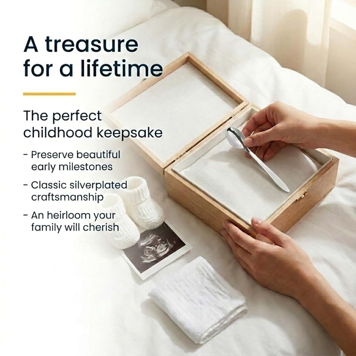Creative Gifts International Baby Silver Feeding Collection | Silverplated Spoon & Fork Keepsakes | Elegant Gift Box (photo 4)