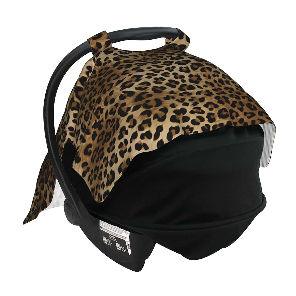 Wyibbaq Leopard Baby Car Seat Cover, 2-in-1 Nursing Cover & Canopy, 39x27.5 Inch Polyester