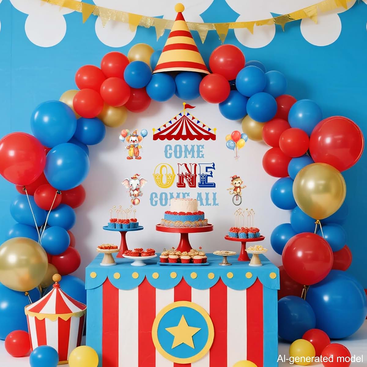 LANKBACK Come One Come All Circus 1st Birthday Decal, 10 in