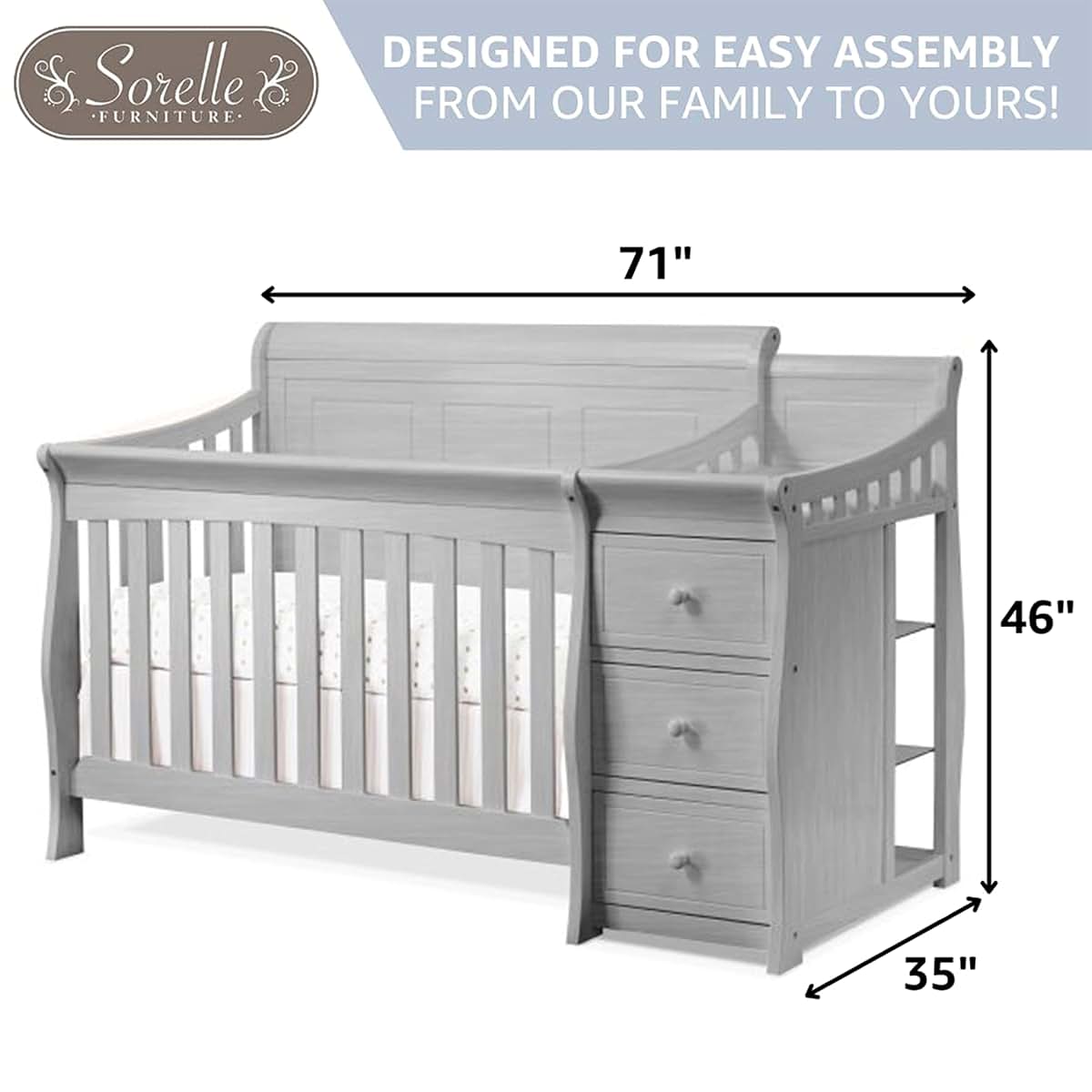 Sorelle Princeton Elite Crib and Changer Weathered Gray (photo 4)