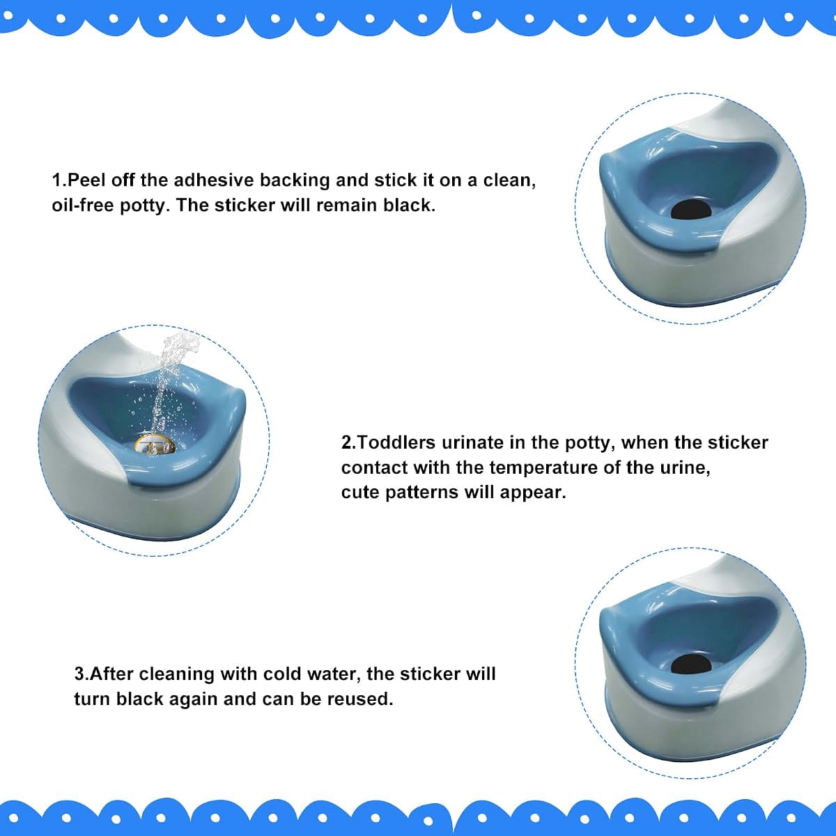 Potty Training Stickers for Boys and Girls | Cute Cartoon Color Changing Targets