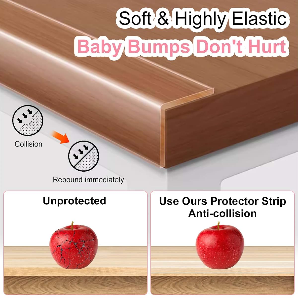 Clear Self-Adhesive Furniture Corner Guards and Table Edge Protectors