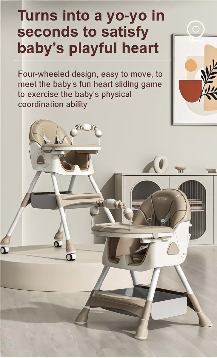 Magic ZC PU Leather Baby High Chair with Rocking Mode, High Chair for Babies and Toddlers, Detachable Dining Plate (photo 4)