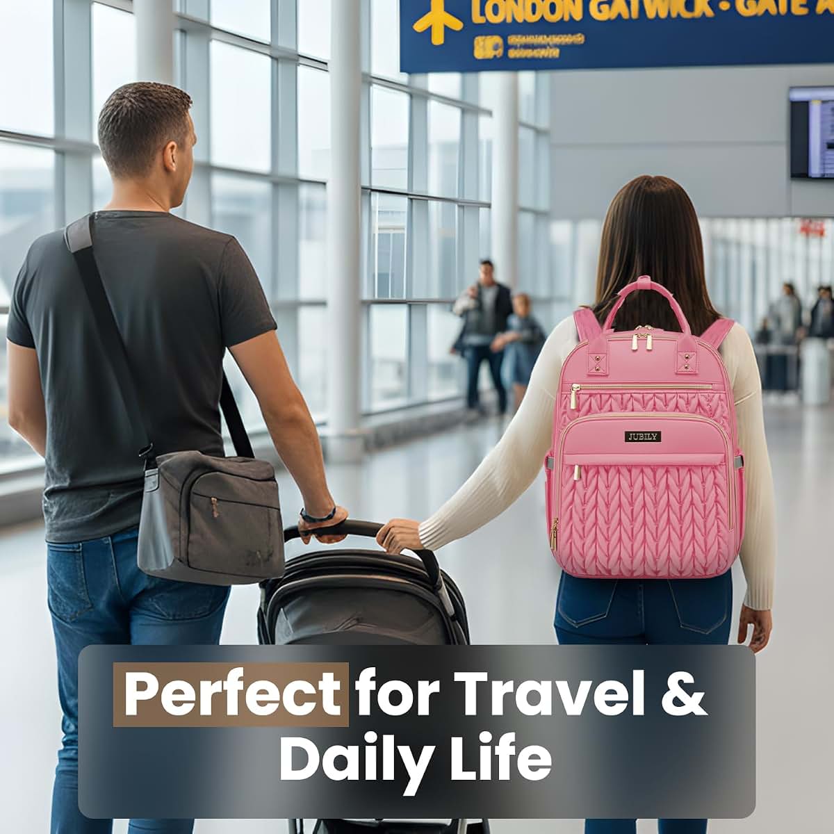 Jubily Diaper Bag Backpack, 30L Travel Backpack for Women, Waterproof Bag with 5 Compartments, 20 Pockets, Laptop &