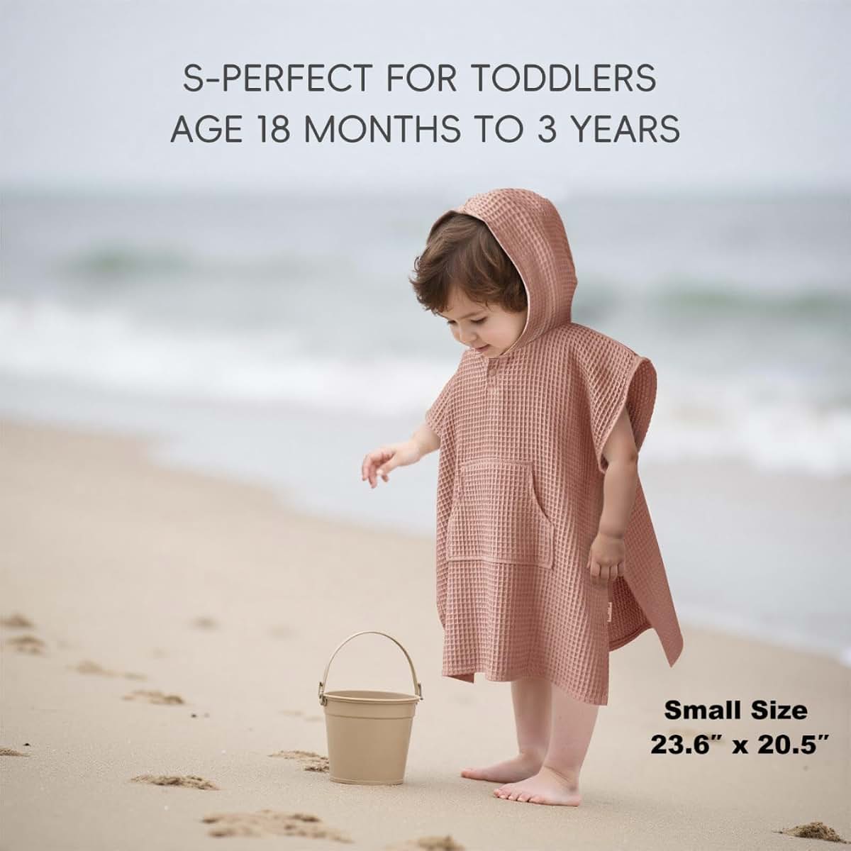 Zamlory Hooded Kids Beach Towel - Lightweight Waffle Cotton Poncho