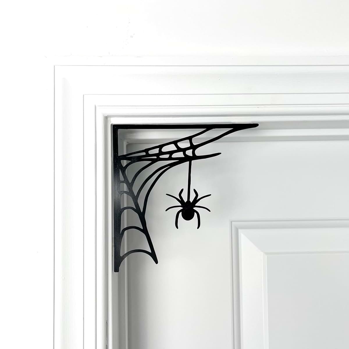 Sanmtang Halloween Spider Web Door Trim with Fake Spiders and Cobwebs, 6.25 Inch PLA Hanging Decor