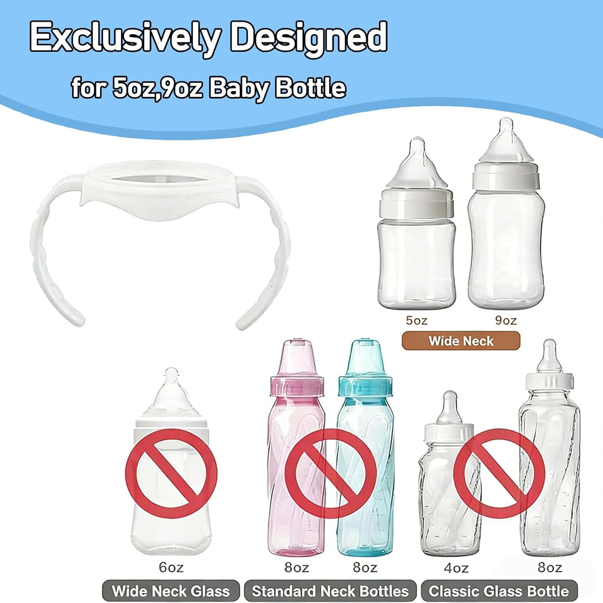 XTSWFC 6Pack Baby Bottle Handles for Evenflo Wide Neck 5oz/6oz/9oz Baby Bottle, Ergonomic Non Slip Grip Easy Changing (photo 4)