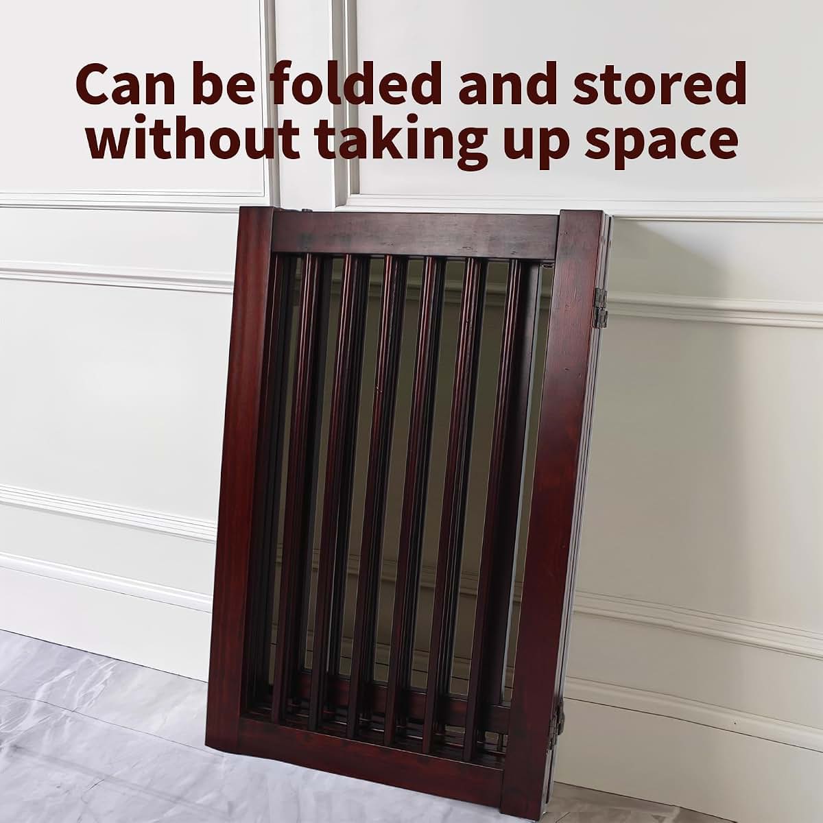 RedFinches Wooden Freestanding Pet Gate, 4-Panel Folding Room Divider