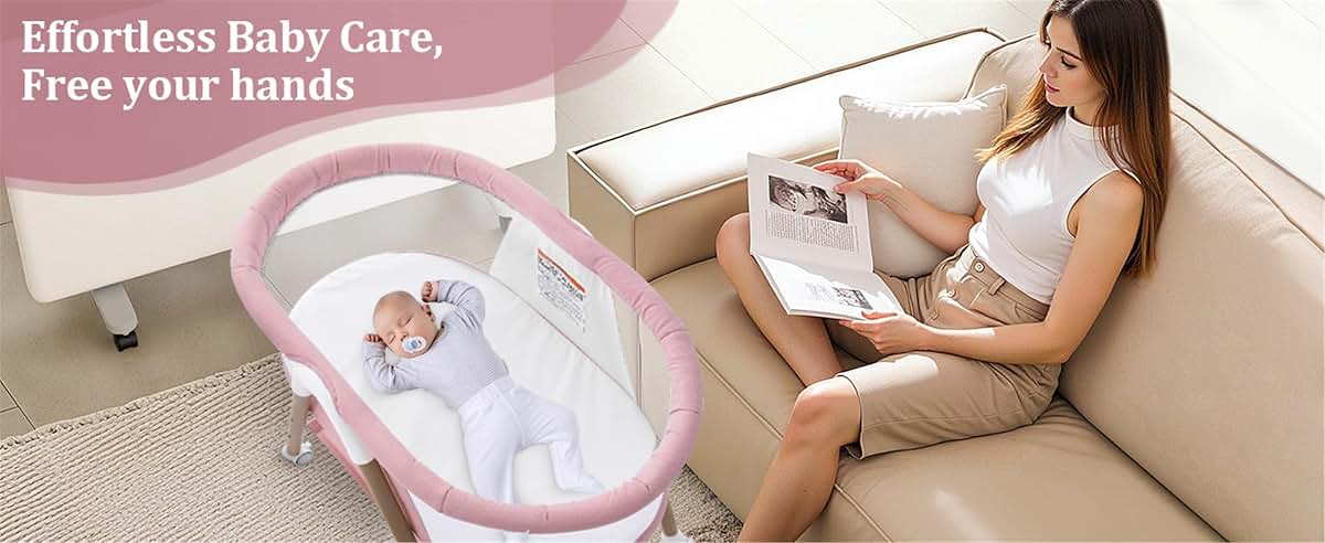 GYARING Baby bassinets,3 in1 Baby Crib, Sturdy, Portable & Easy to Assemble,Mosquito net and Portable Bag Included. (photo 4)