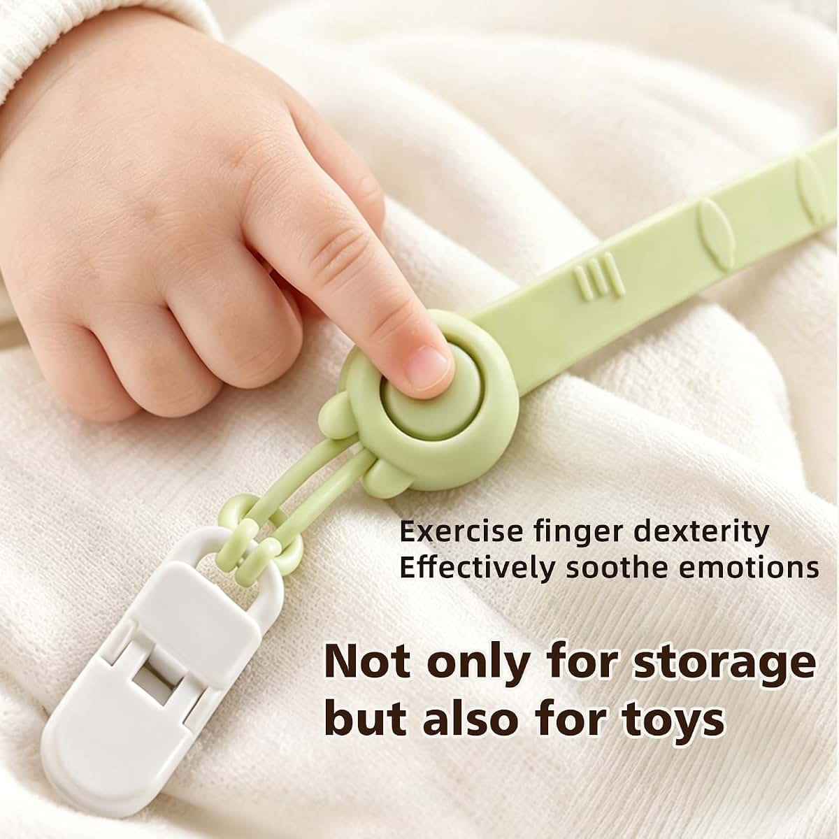 boniboo 4 Pack Baby Pacifier Clips,Adjustable Toy Straps for Stroller Accessories,100% Food Grade Silicone Pacifier (photo 4)
