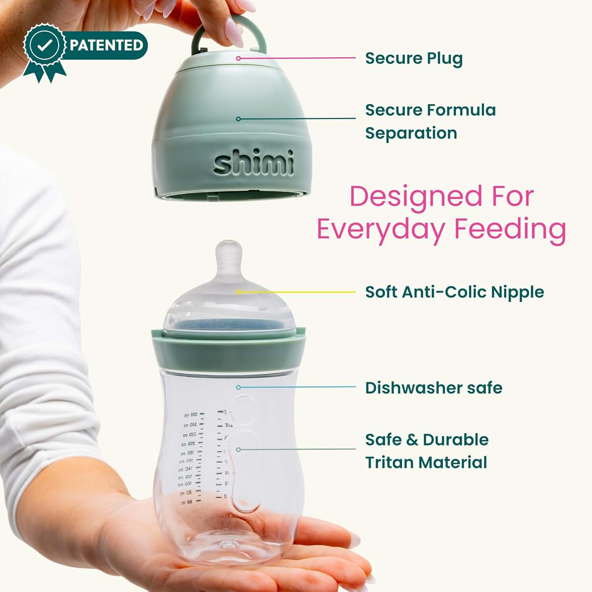 Shimi Formula Bottle with Refillable Pods and Anti-Colic Nipple (Pack of 2)
