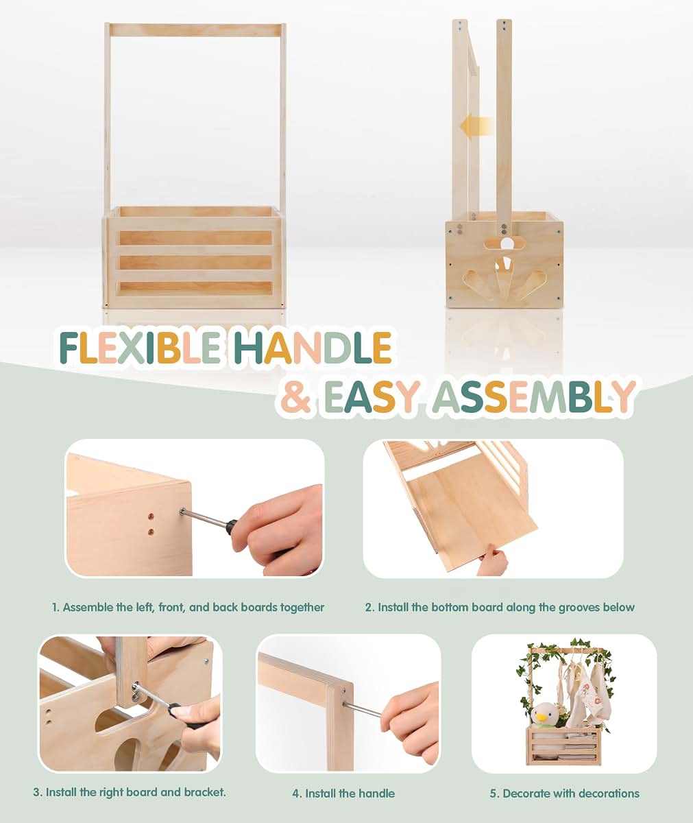 Wooden Pet Storage Basket for Toys and Accessories