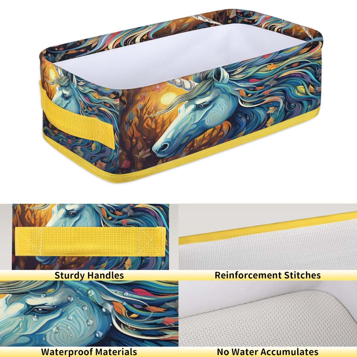 ModaQua Unicorn Leaf Warmth Bathroom Storage Basket