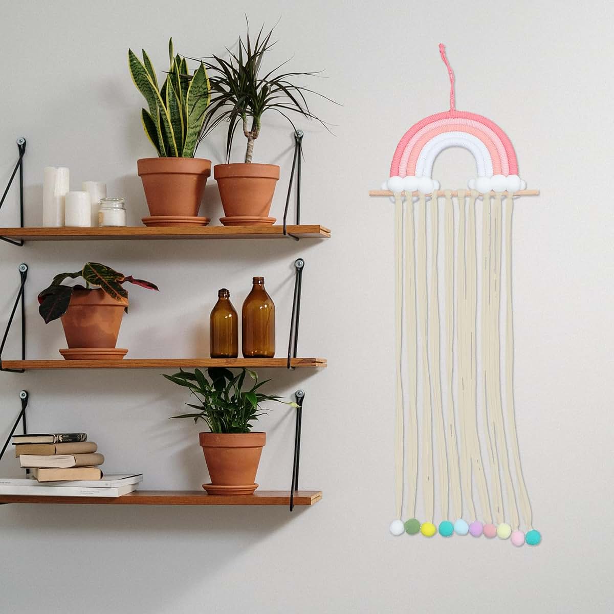 MUCKLILY Rainbow Hair Bow Holder Wall Hanging Organizer for Nursery Decor
