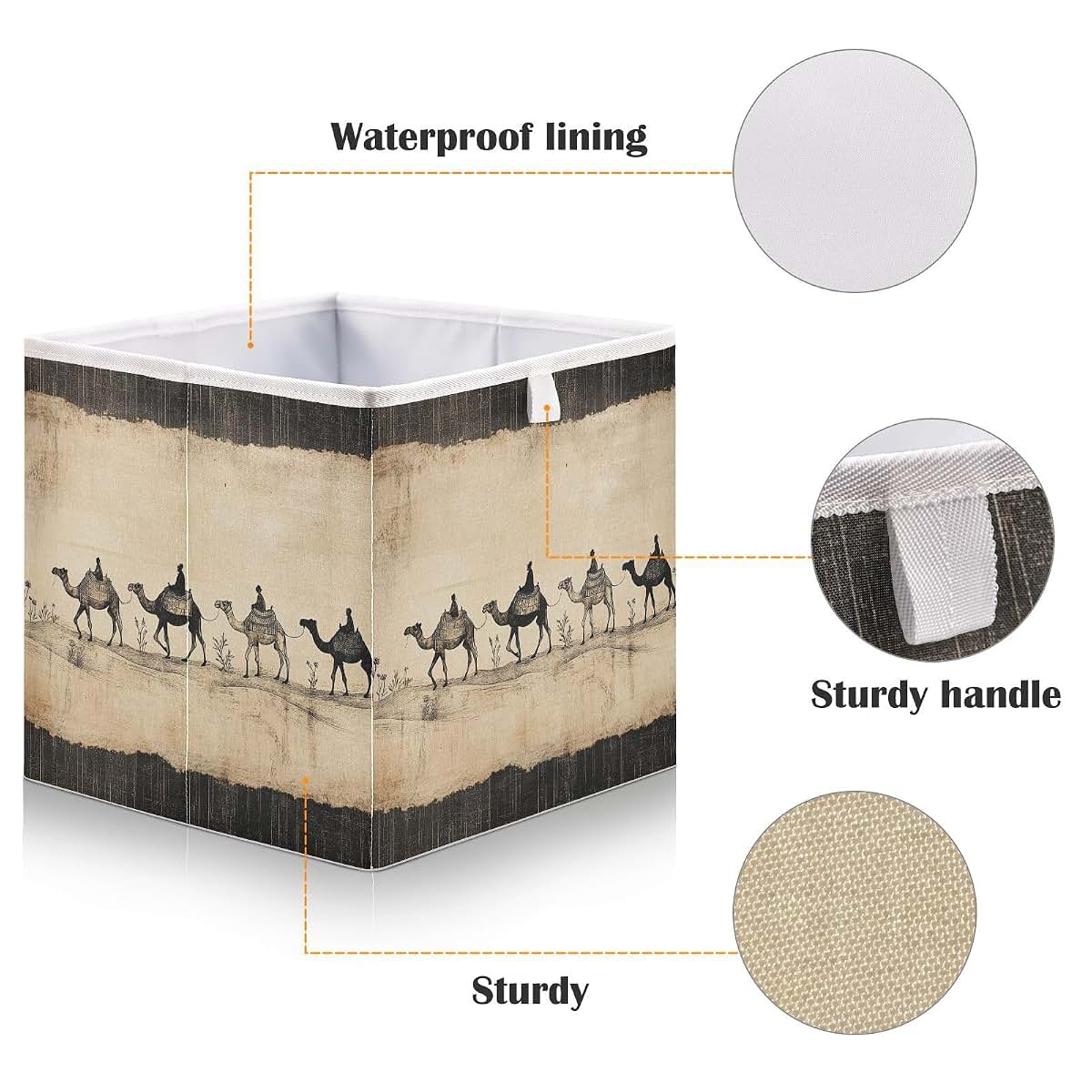 Fugidog Desert Camels Collapsible Fabric Storage Cube Bin