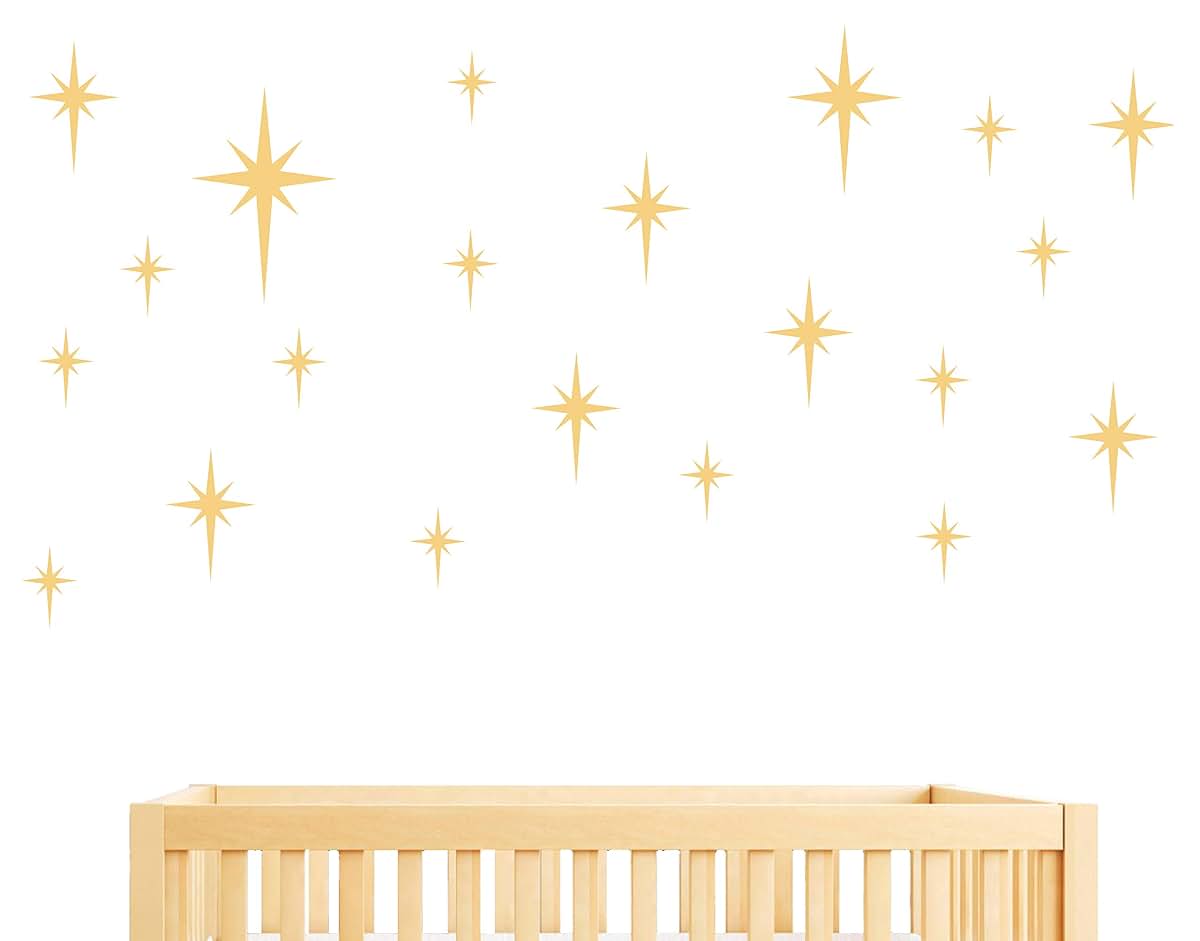 GESTYZ Retro Star Vinyl Wall Decals Matte Gold Nursery Decor