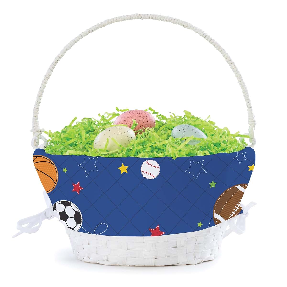Personalized Planet Sports Personalized Easter Egg Basket with Handle and Custom Name | Blue Easter Basket Liners (photo 4)