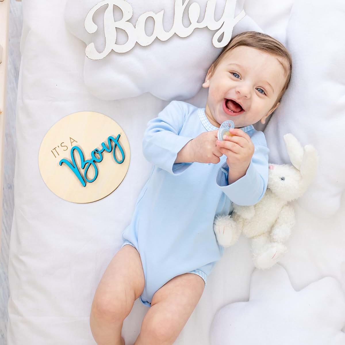 Bamboo Wood Newborn Announcement Sign for Gender Reveal Decor